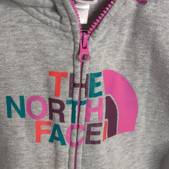The‎ North Face Ladies Grey Zip Up Hoodie with Pink and Multicolor Graphic Small - Picture 4 of 12